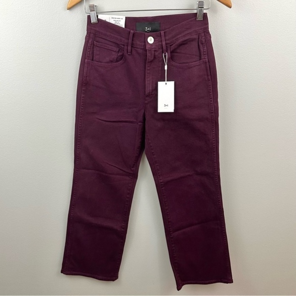 3x1 Burgundy Shelter Wide Leg Jeans NWT Size 26 Chic Quiet Luxury Party Date